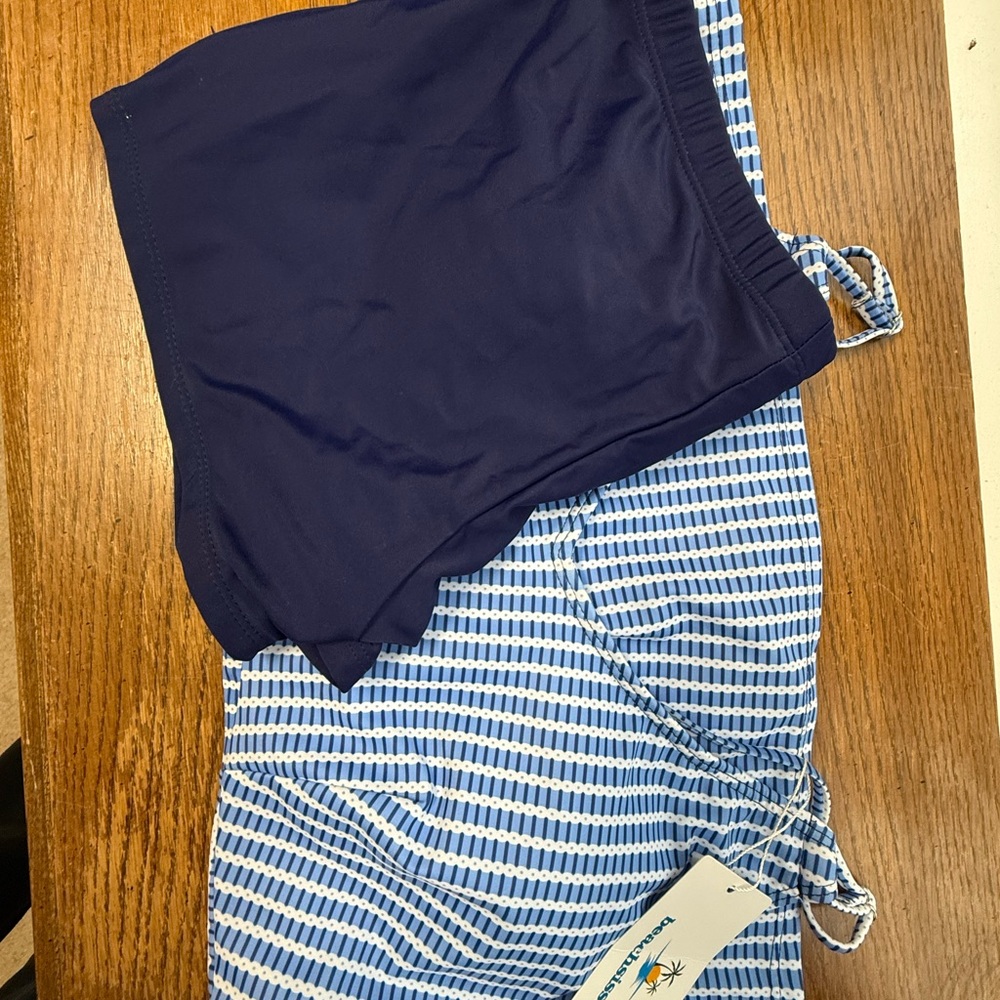 Navy and Blue Striped Bikini